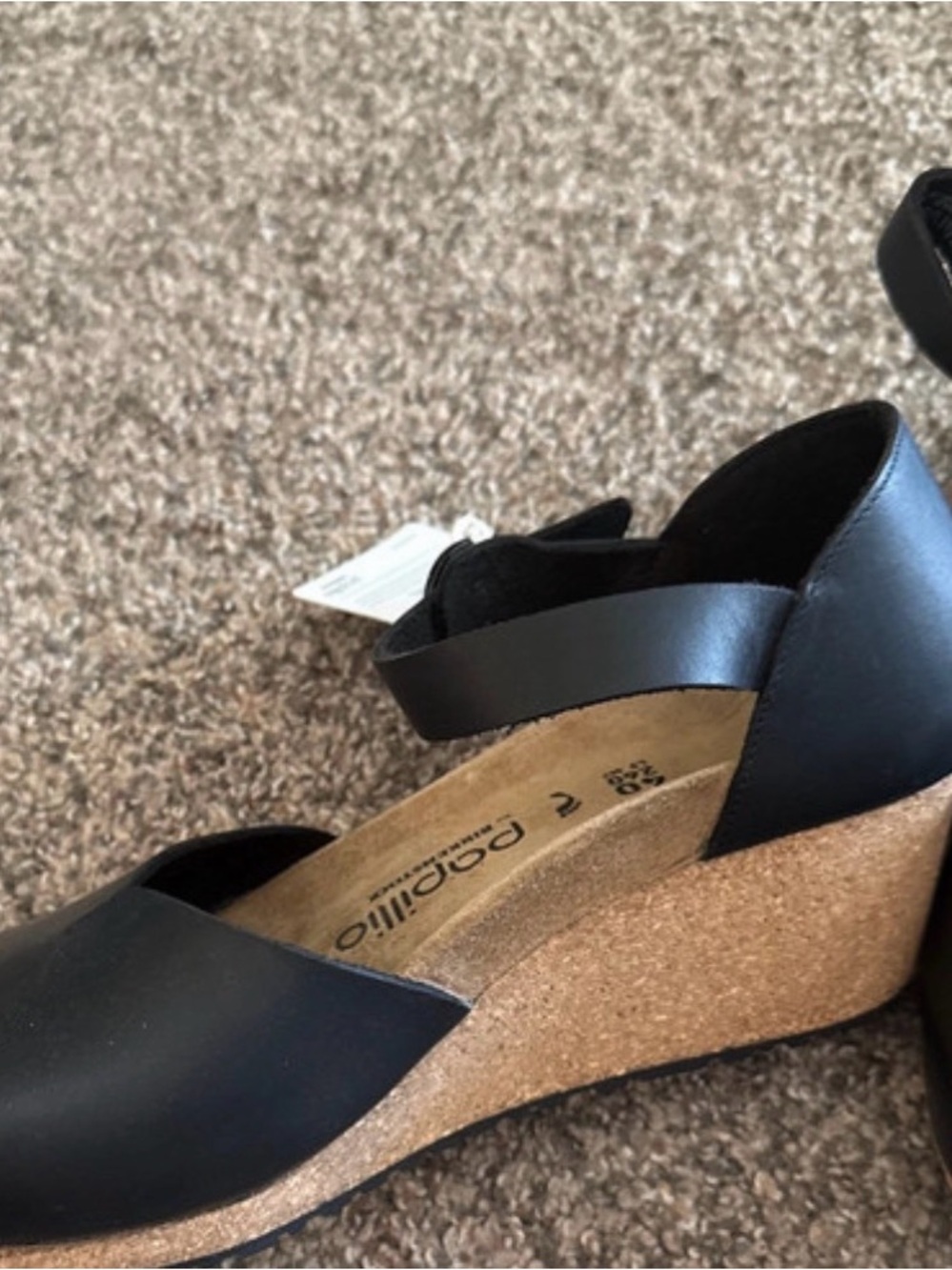Birkenstock Black Leather Wedge Ankle-Strap Papillio - Picture 2 of 6